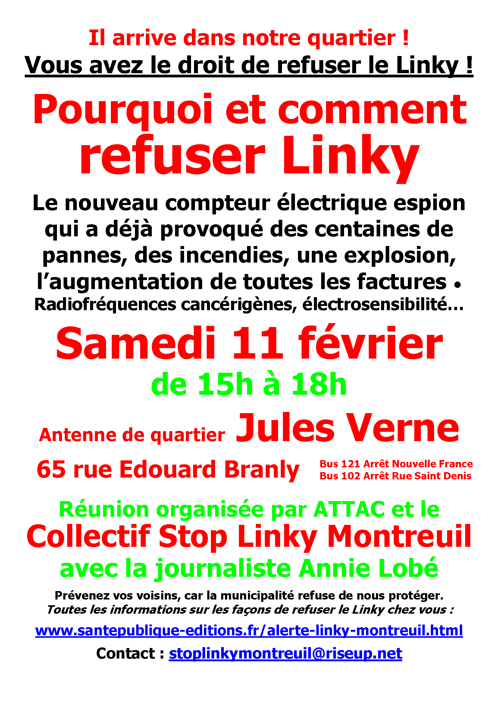 Affiche couleur Refus Linky Montreuil runion 11 fvrier 2017