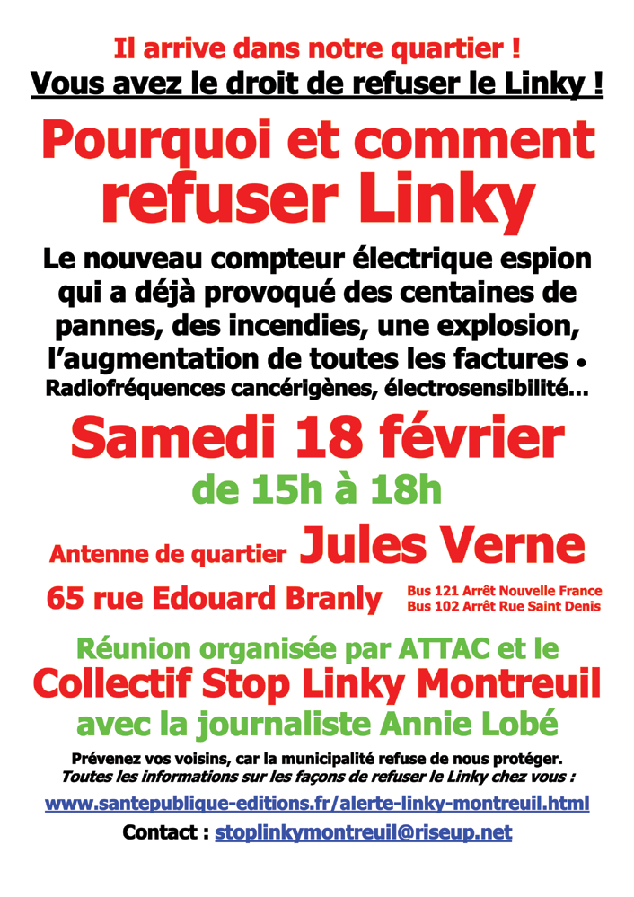Affiche couleur Refus Linky Montreuil runion 18 fvrier 2017