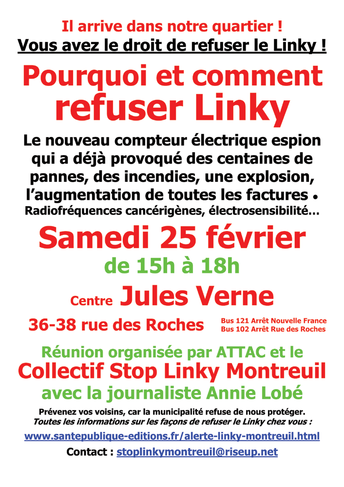 Affiche couleur Refus Linky Montreuil runion 25 fvrier 2017